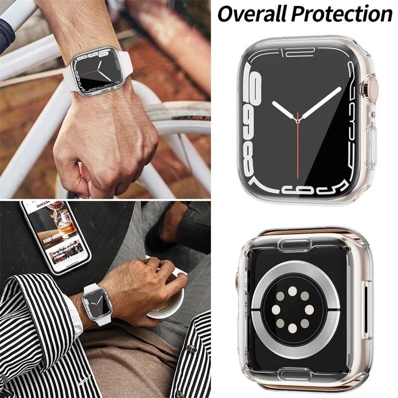 Universal TPU Bumper Case with Screen Protector for Smartwatch - Fits Multiple Sizes & Series 