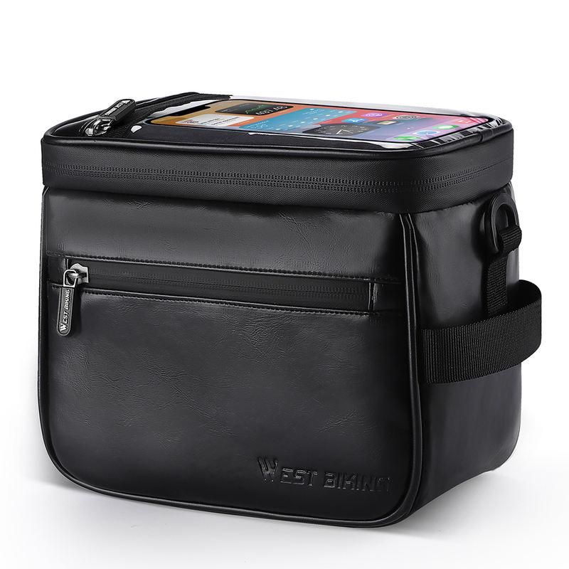 Waterproof Bicycle Handlebar Bag with Touch Screen Phone Pouch Color: Black 