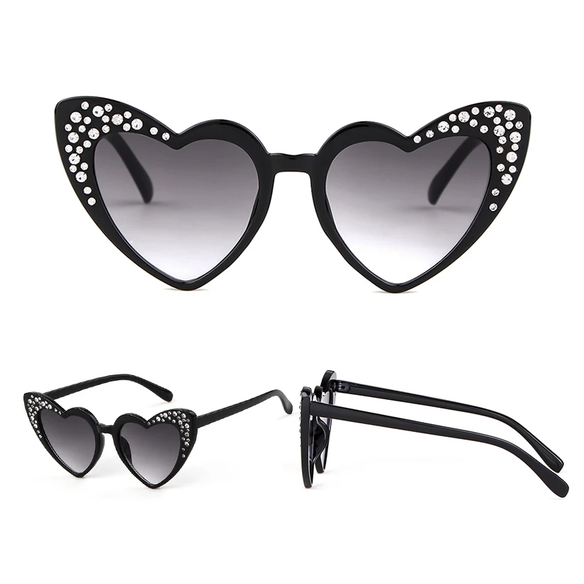 Vintage Heart-Shaped Diamond Sunglasses 